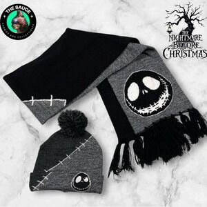 Disney Nightmare Before Christmas Jack Skellington Beanie Scarf Set Pumpkin King
